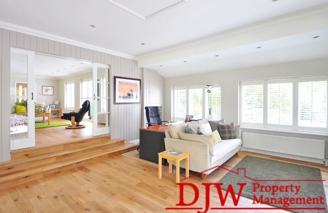 Interior of a house with white walls and light hardwood floors